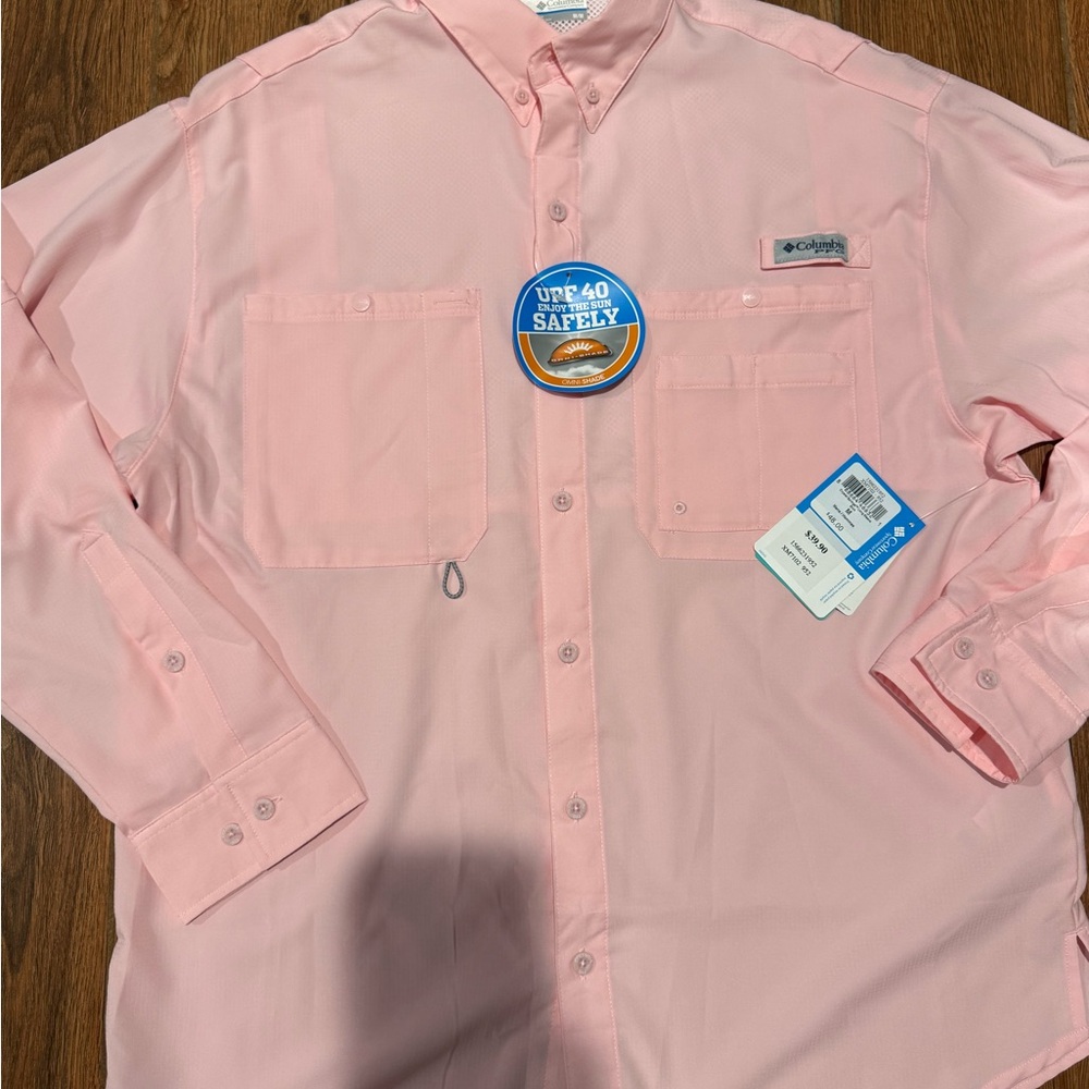 Columbia Men's Long Sleeve Button-Down Shirt - Pink